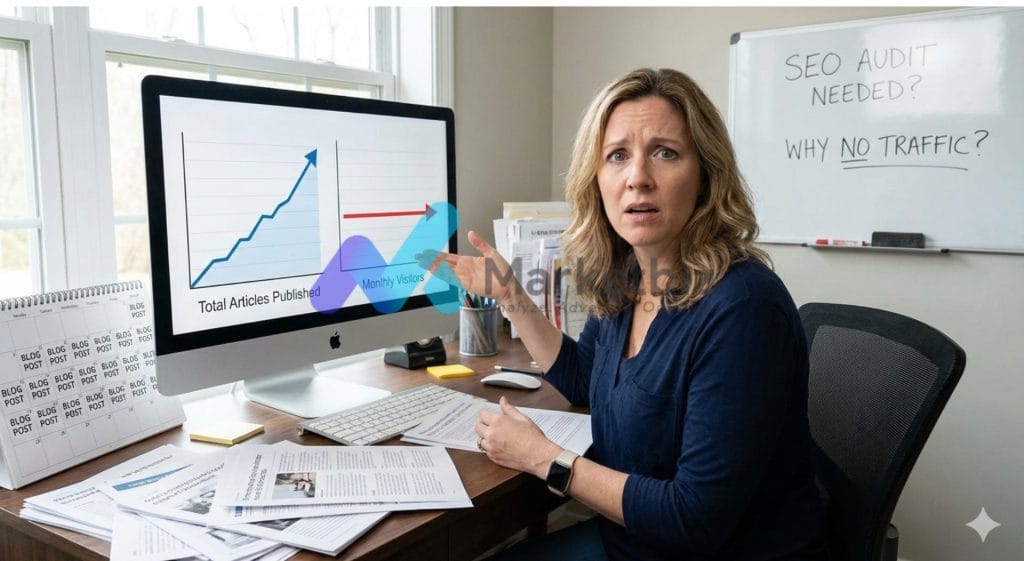 Grafik traffic website stagnan meski konten bertambah