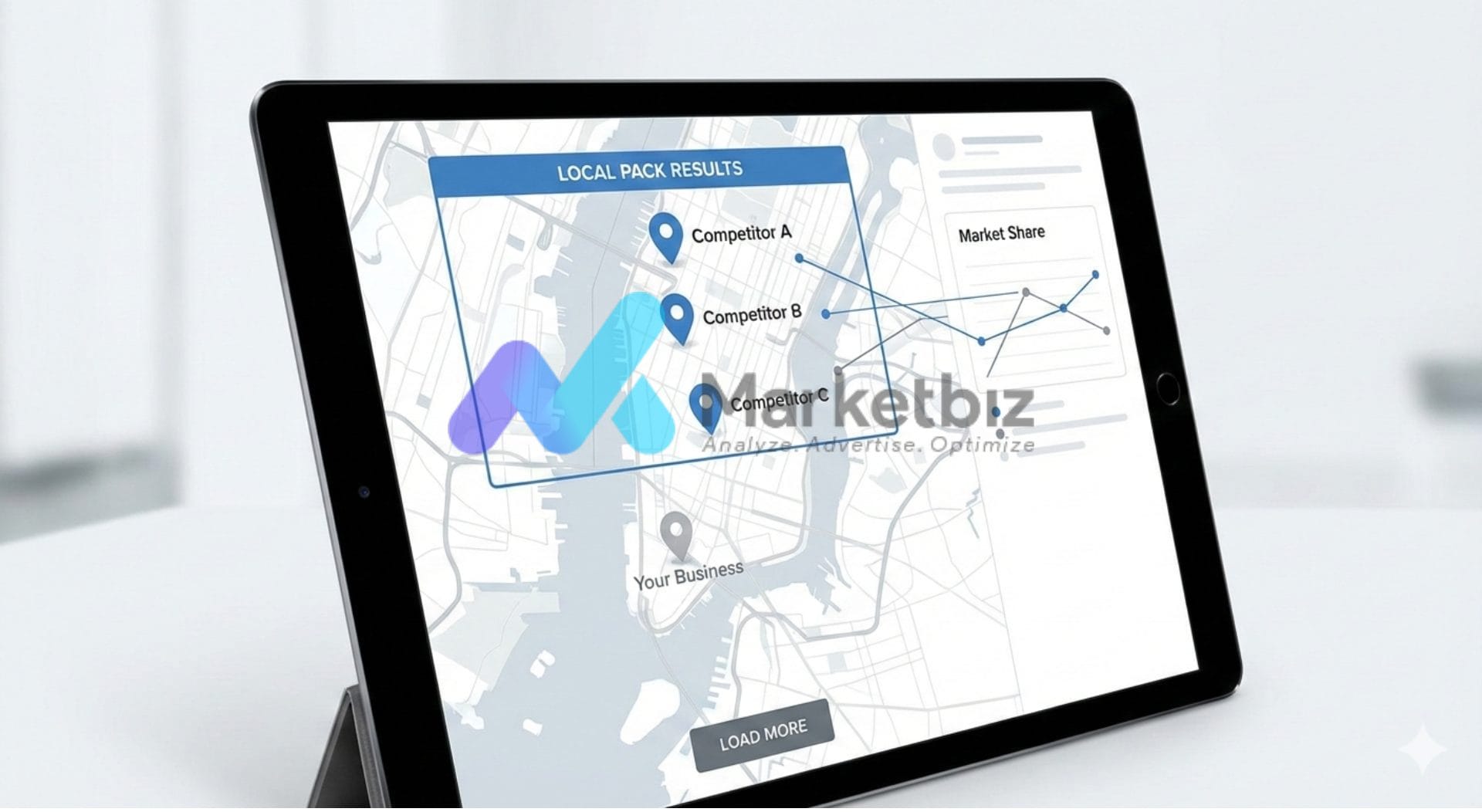 Map search results showing limited local search visibility for a growing business