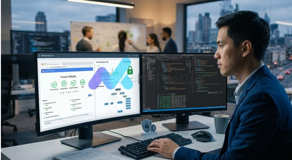 Fintech website architecture and technical SEO concept for better search visibility
