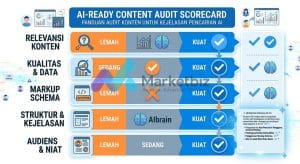 AI-ready content audit framework showing five scoring dimensions for AI search visibility